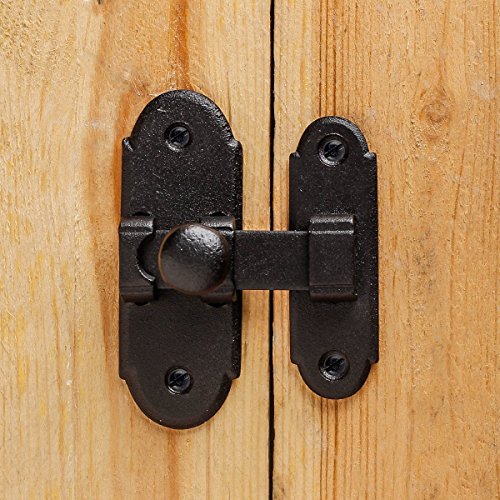 Renovators Supply Manufacturing Slide Bolt Latch 2.2 In. Black Wrought Iron Ball Tip Style Slide Bolt With Mounting Hardware #TOP1