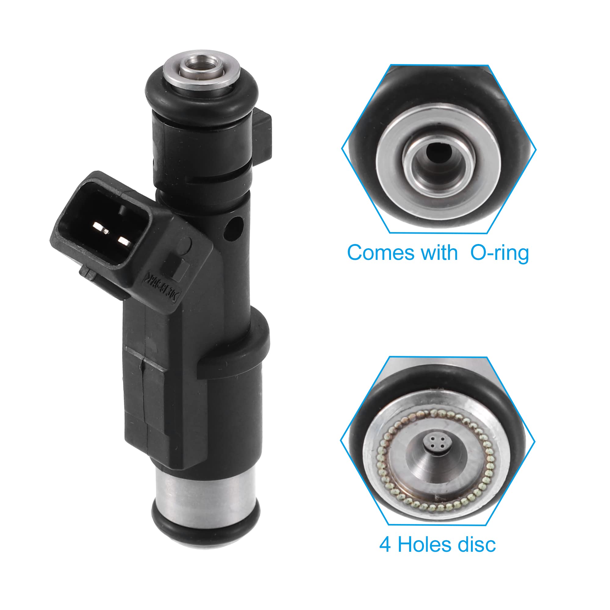 X AUTOHAUX 4pcs Injecteur De Carburant Pour Peugeot 206 206cc | Noir, Argenté, Métal, Plastique, 7.2X2.7X1.9Cm, 12V, OE:01F003A, Pour Citroen C4, C5, C8, Synergie, Xsara, Pour Fiat Scudo
