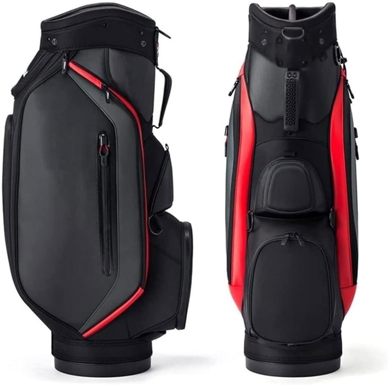 Golf Stand Bags for Men Women Portable Lightweight Golf Club Cart Bags Leather Golf Club Carry Bags Golf Equipment (Color : Black)