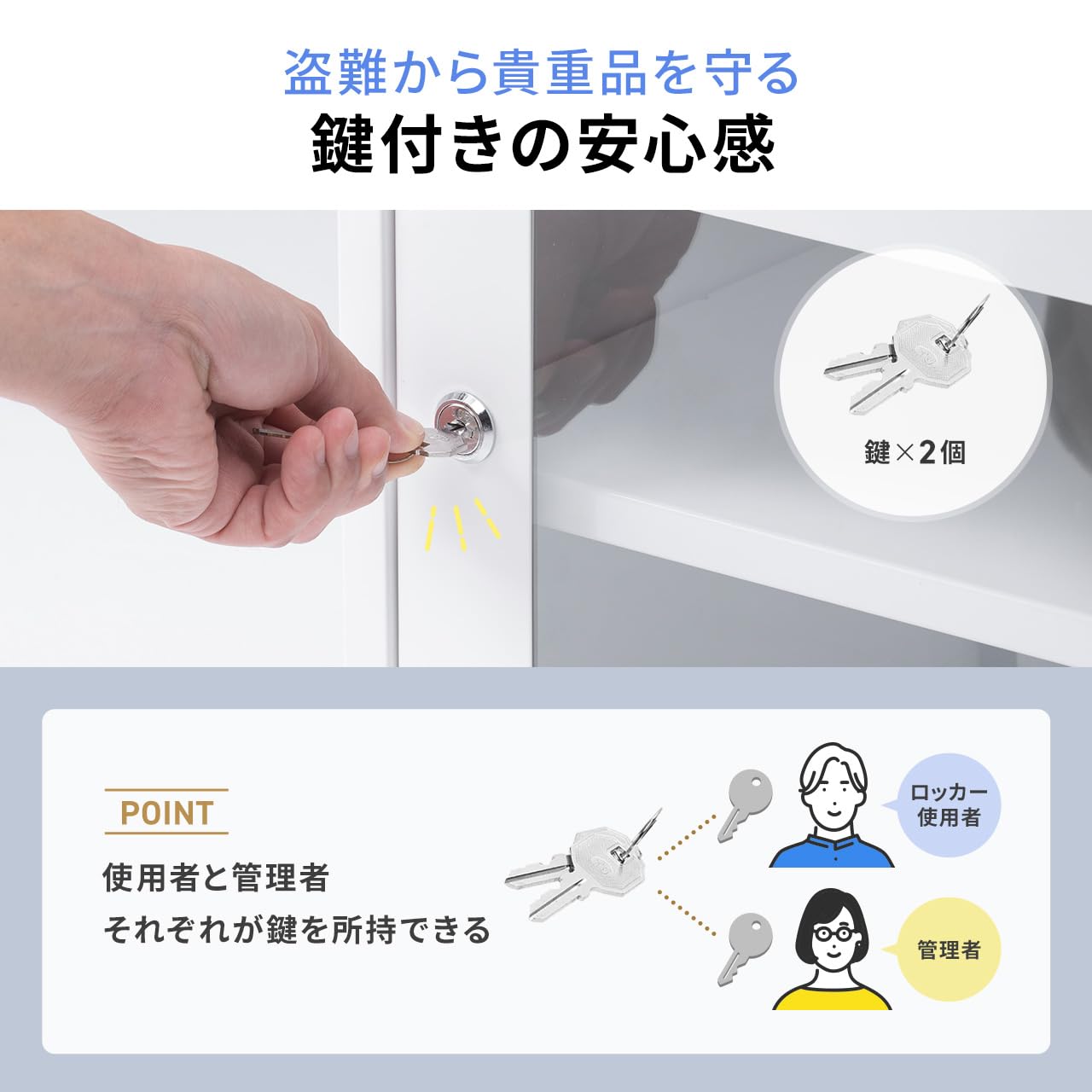 Amazon.co.jp: サンワダイレクト ロッカー 鍵付き 小型 スチール製 小 