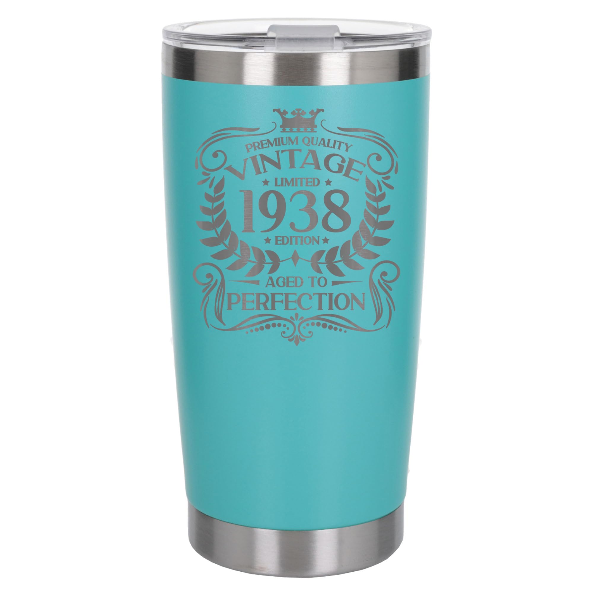 Always Looking Good 88th Birthday Gift Vintage 1938 Aged to Perfection Engraved Insulated Travel Mug Present for 88 Year Old Turquoise Thermal Coffee Flask Travel Mugs with Lids