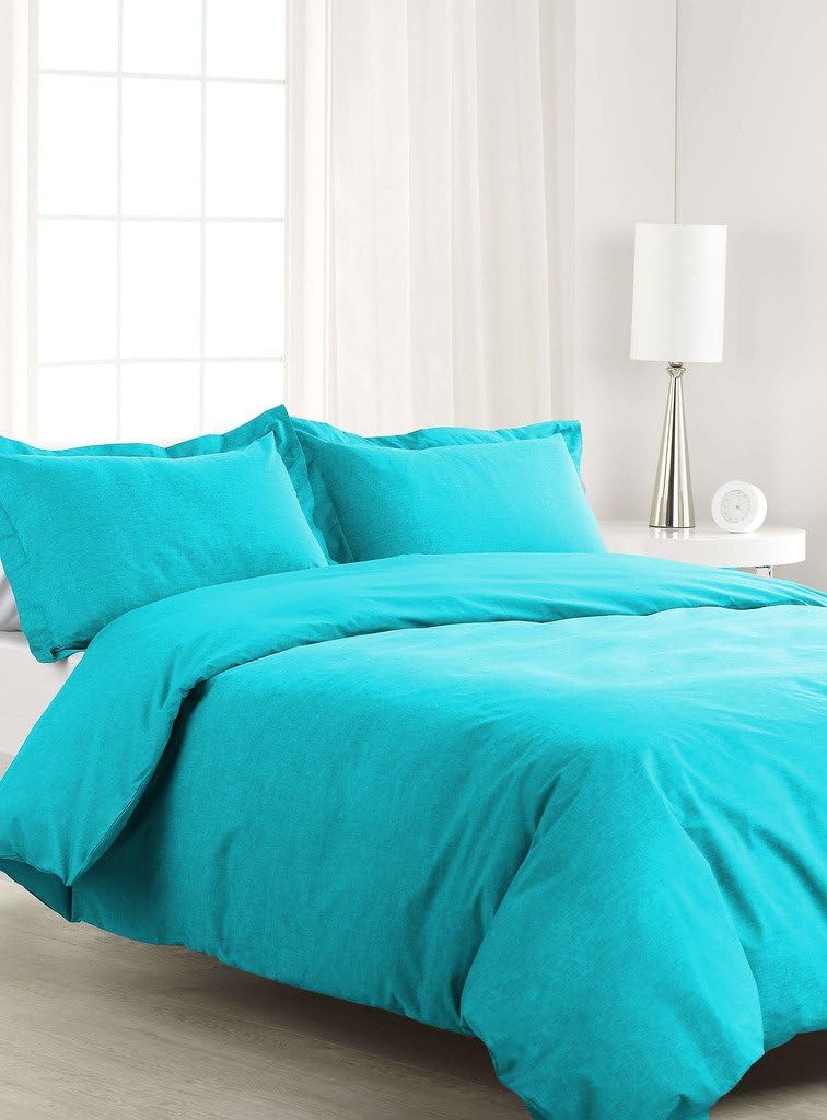 Scala Bedding 500 TC 500% Egyptian Cotton 1 Piece Duvet Cover Full/Queen Size Solid Turquoise