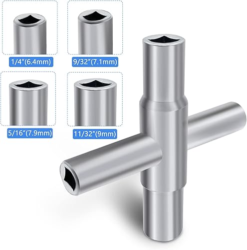 Miniatura 3 de LYHLYA Llave Sillcock de 4 vías, llave de acero multifuncional, llave cruzada universal para agua eléctrica, medidor de gas, caja, llave de apertura