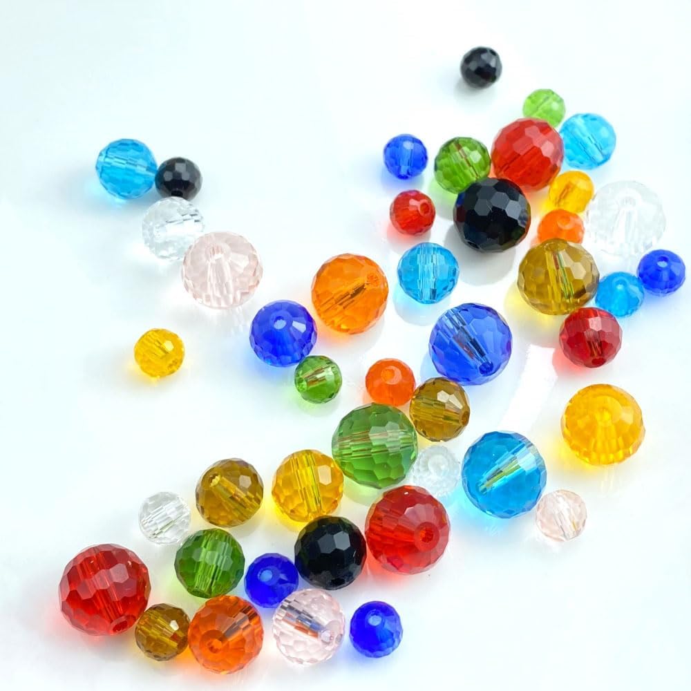 Jmassyang 100 Pieces 6mm Round Crystal Glass Beads Faceted Crystal Spacer Beads for DIY Crafts Jewelry Making, Bracelets Necklaces Earrings Wind Chimes Suncatchers(Amber) - Image 2