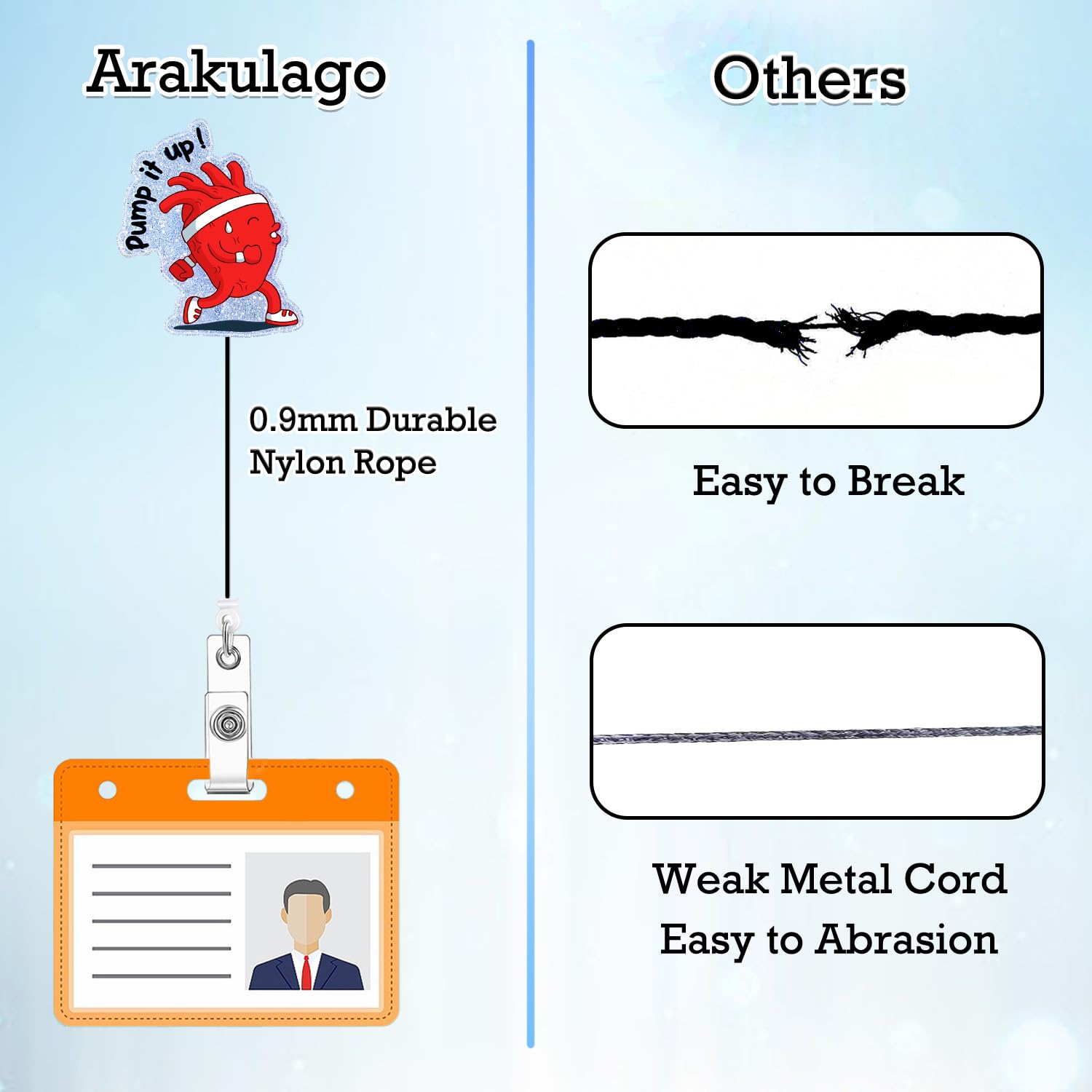 Arakulago Pump It Up Heart Badge Reel - Cute Retractable ID Holder For Nurses & Medical Staff (Red Acrylic) 9 thumbnail image