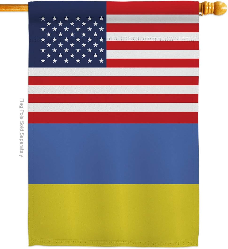 Ukraine US Friendship House Flag - Regional Nationality Nation International World Country Particular Area - Decoration Banner Small Garden Yard Gift Double-Sided Made in USA 28 X 40