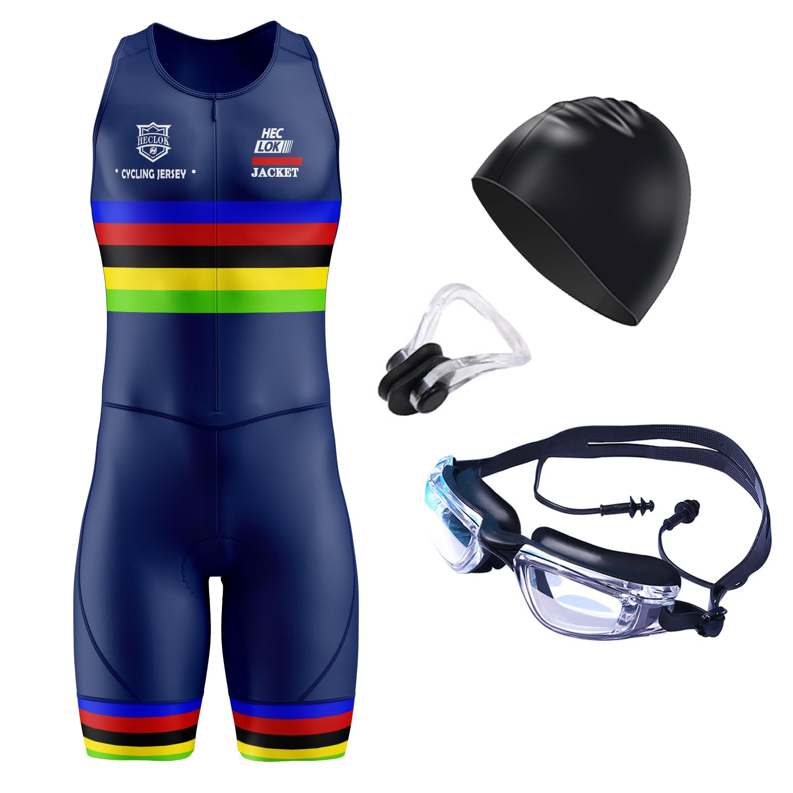Triathlon Suit da Uomo Senza Maniche Bike Bike Bike Cycling Tuta Abbigliamento Skinsuit Cycling Jersey Set Body,Monopezzo＋9D Gel Pad Sportwear,Adatto per Corsa,Ciclismo,Nuoto