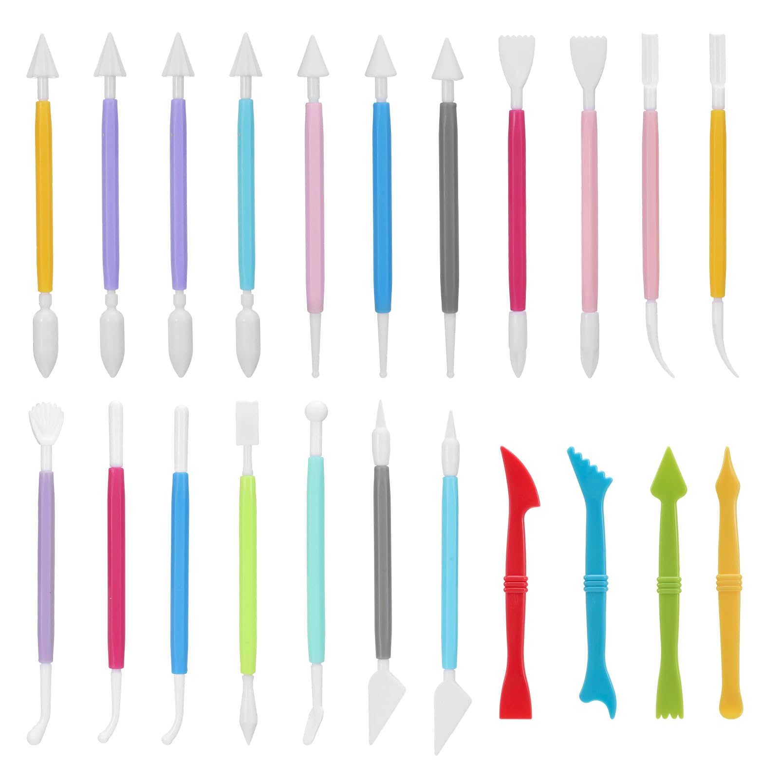 22 Pcs Air Dry Clay Tools, Clay Tools for Adult, Double-Ended Tool Kit Plastic Clays Sculpting Tool Set for DIY Pottery Shaping Dotting Modeling Molding Polymer Clays Craft Supplies Accessories
