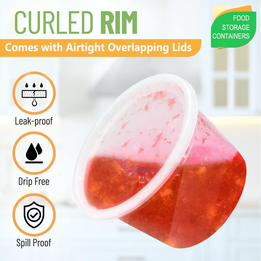 [80 Combo Sets] Food Storage Containers with Lids, 8oz, 16oz, 32oz Plastic Deli Containers with Lids Freezer Storage Containers, BPA Free Leakproof, Microwave | Dishwasher | Freezer Safe - Image 2