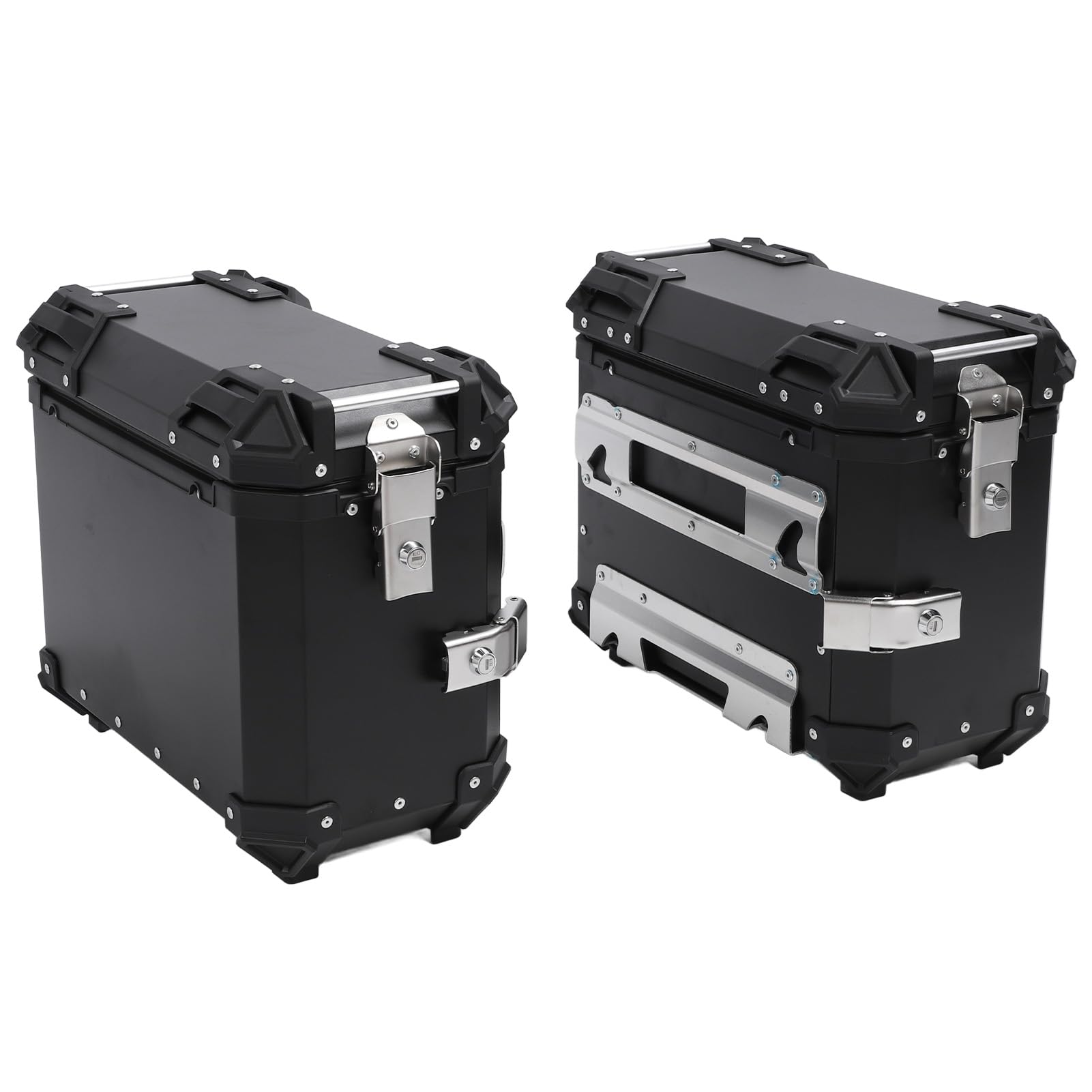 Drfeify Universeller Motorrad-Seitenkoffer, Aluminiumlegierung, Harte Seitenbox, 35 L, mit Schlosshalterung, Wasserdicht, Staubdicht, Reflektierendes Design für Tourenfahrer für (Black)