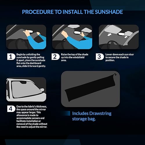 Miniatura 6 de SS-055 - Parasol para parabrisas delantero de automóvil compatible con Cadillac SRX 2010-2016  Protector solar estilo acordeón de ajuste