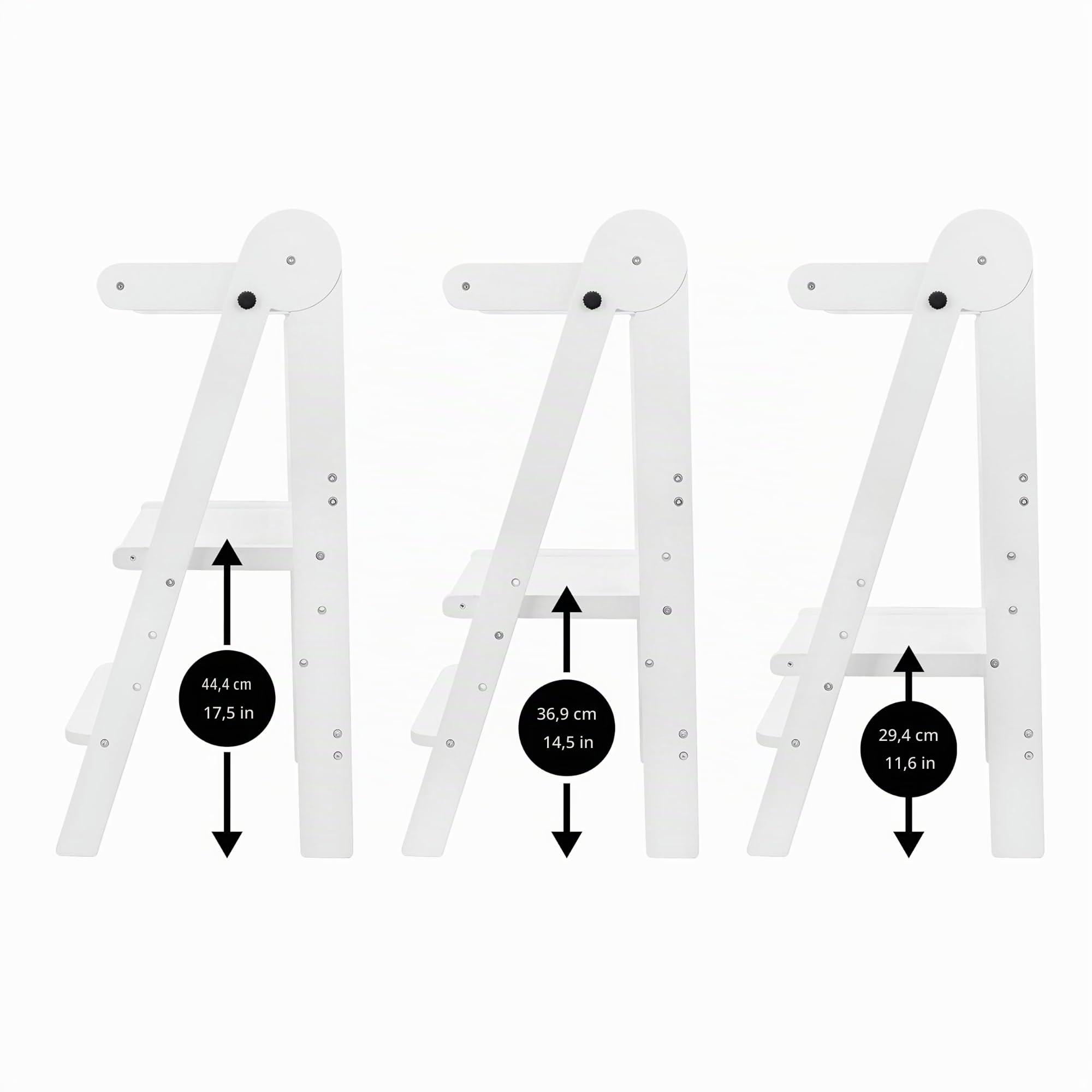 509 LOFTY Tour d'apprentissage pliable, Aide de cuisine pour enfants, Montessori, Marchepied, Pliable pratique pour le rangement, Réglage de la planche debout 3 hauteurs, Couleur Blanc