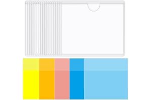 100 Pack Self Adhesive Index Card Pockets with 100 Colorful Index Cards