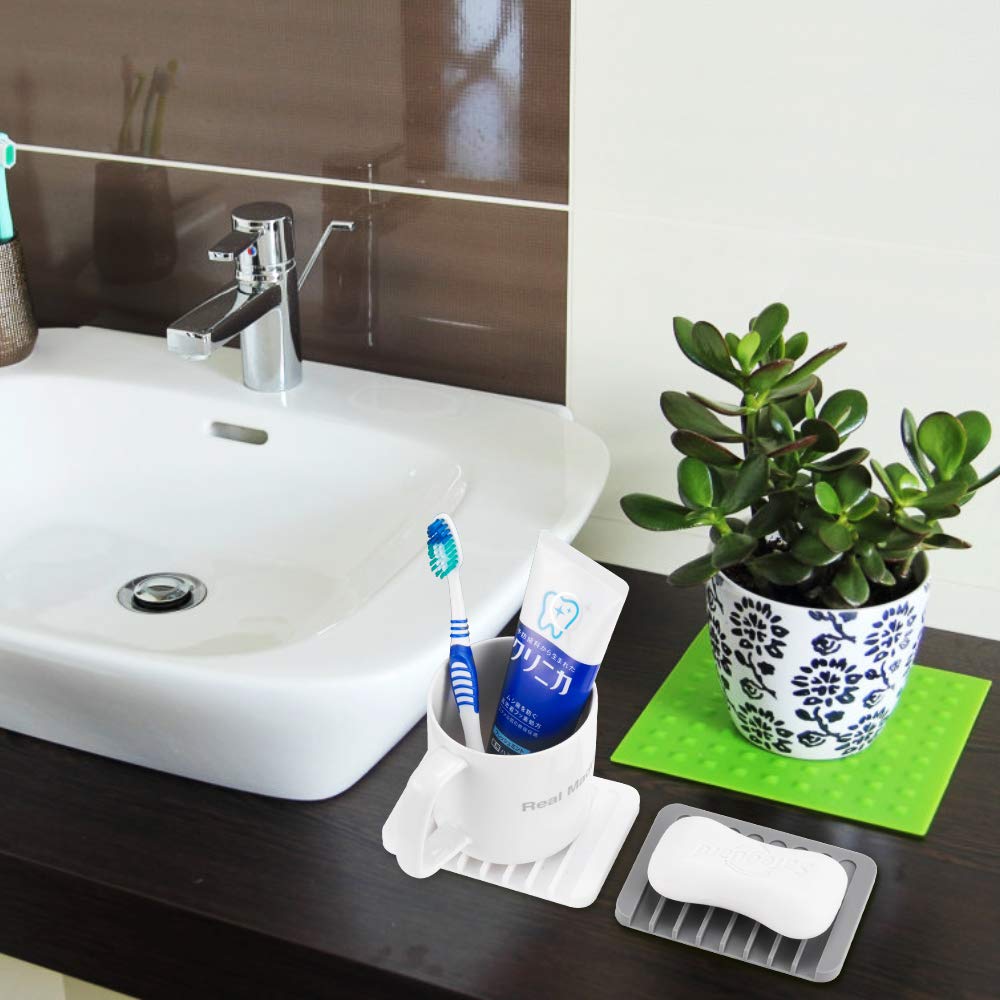 Seifenschalenhalter, Premium-Silikon-Seifenschalen für Dusche, Badezimmer, Küche, Waschbecken, Seifenschale, Abtropffläche, rutschfestes Design, einfache Reinigung (weiß)