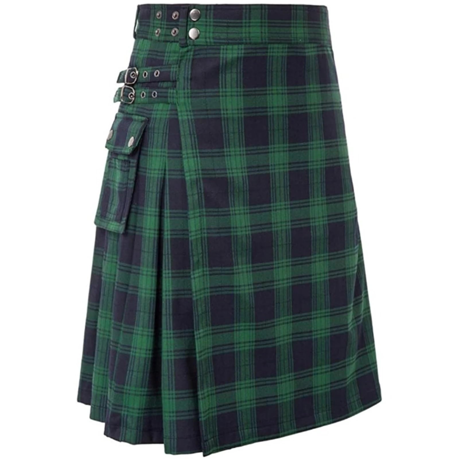 AMEEDA Lightweight Kilt Scottish Mens Skirt Traditional Highland Tartan Utility(Green,5XL)