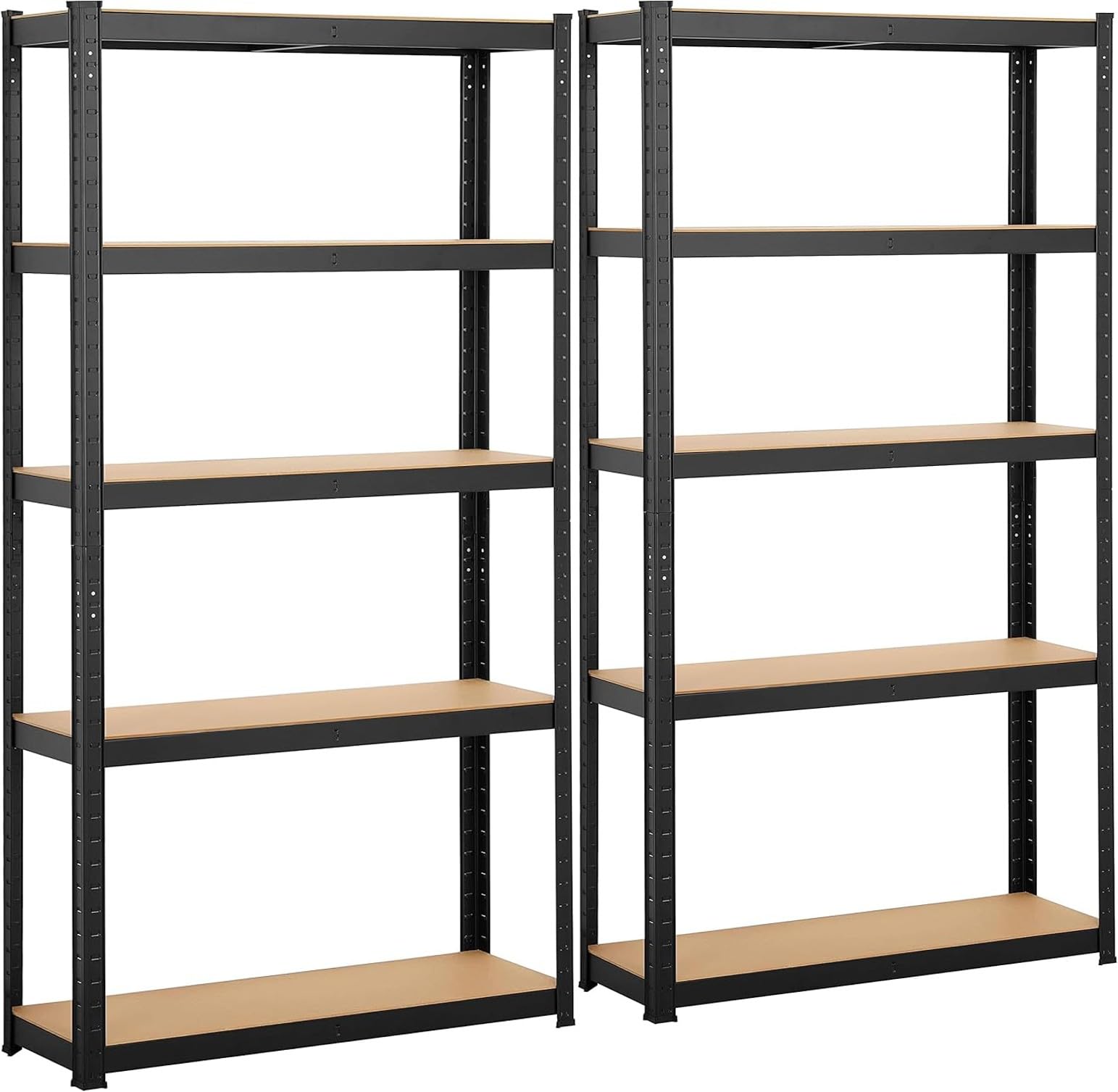 Steinweg Lot de 2 étagères pour charges lourdes - 180 x 90 x 40 cm - Charge maximale : 875 kg - 0,63 mm - 5 panneaux MDF réglables - Étagère de rangement - Pour cave, atelier, noir laqué