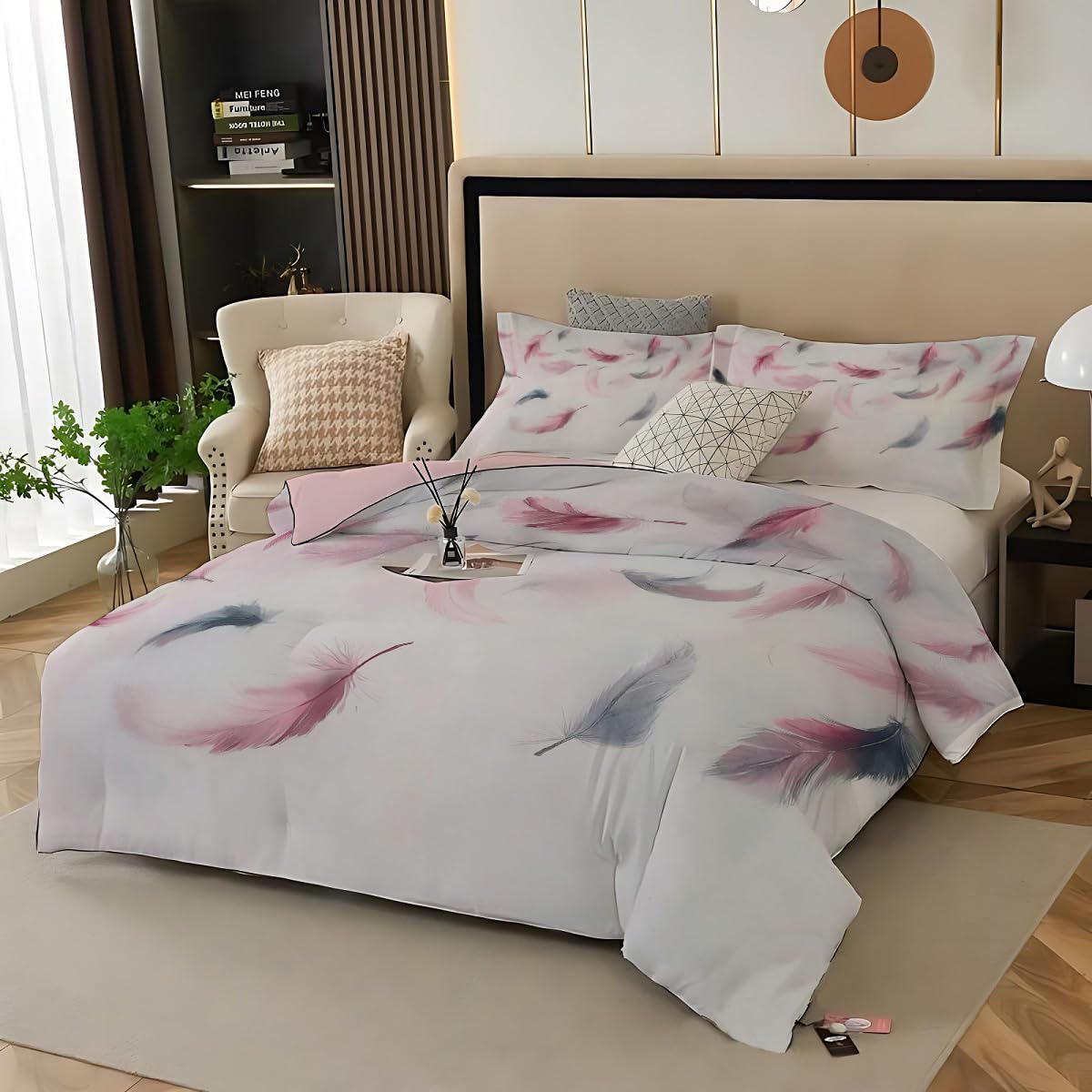 Housse de couette 140x200 cm facile à laver et à enfiler avec fermeture éclair