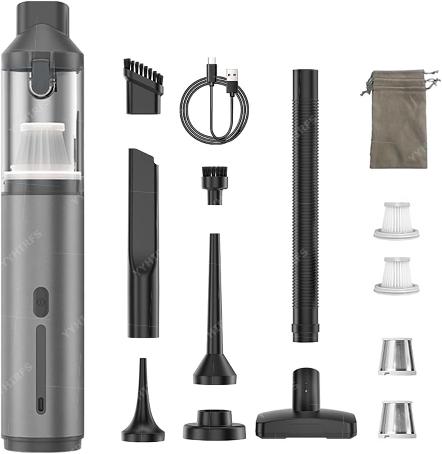 AirTrek Pro – Compact Vacuum & Blower with Enhanced Dual Power – KYD’s Choice [Gold] (Titanium Gray)