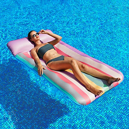 Parentswell Oversized Pool Floats 72" X 36", X-Large, Fabric-Covered Pool Float With Headrest, Inflatable Pool Lounge Chairs, Pool Lounger, Pool Floaties, Pool Party Decorations For Adults #TOP4