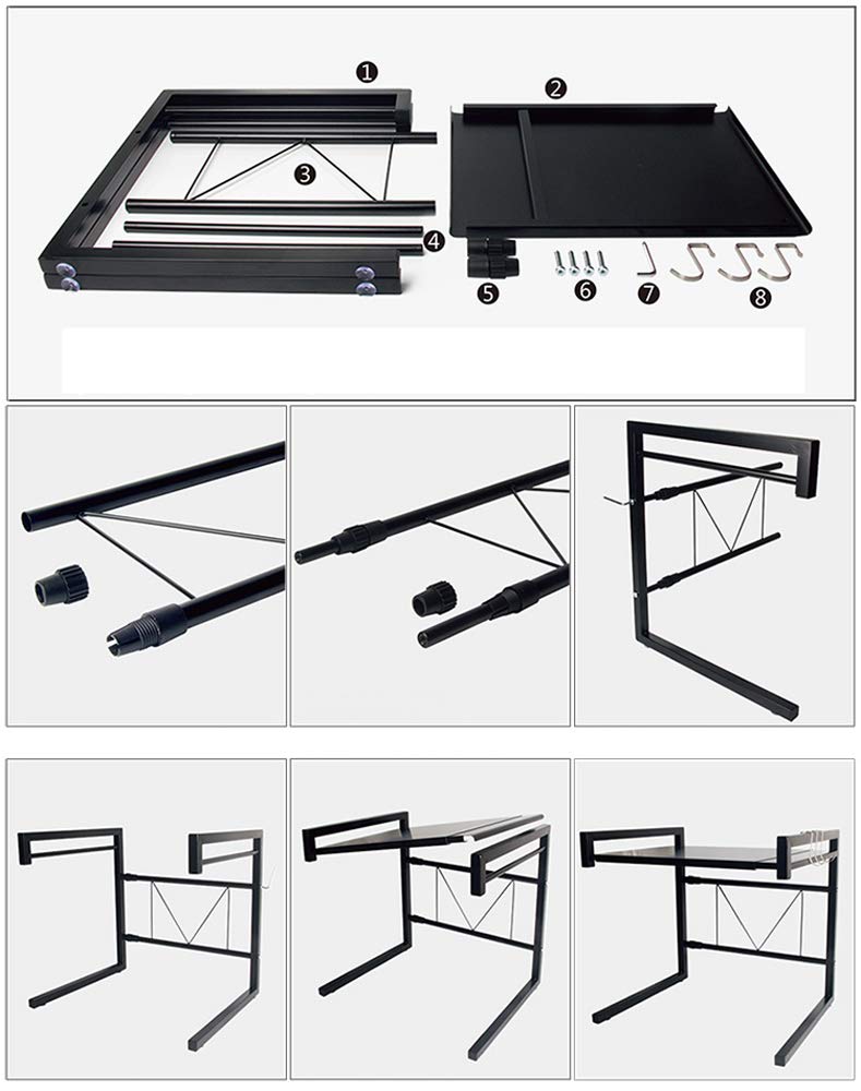 Vinteky Estante de Horno para Microondas, Estantería de Cocina, Ideal para Colgar Multifuncional Organizador Estantería Cocina, Negro