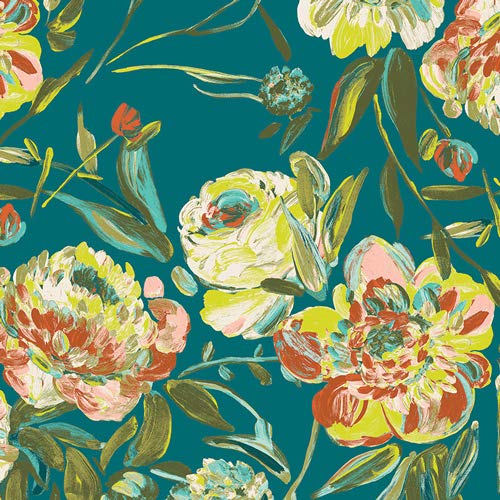 Art Gallery FabricsArt Gallery Virtuosa Prima Flora Calma Fabric, Teal