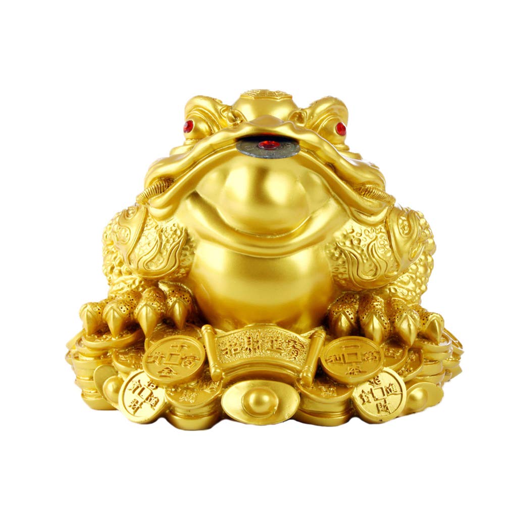 Garneck Feng Shui Money Frog Resin Three Legged Wealth Toad Sculpture Statue Lucky Charm Ancient Coin Figurine Home Desktop Deocration