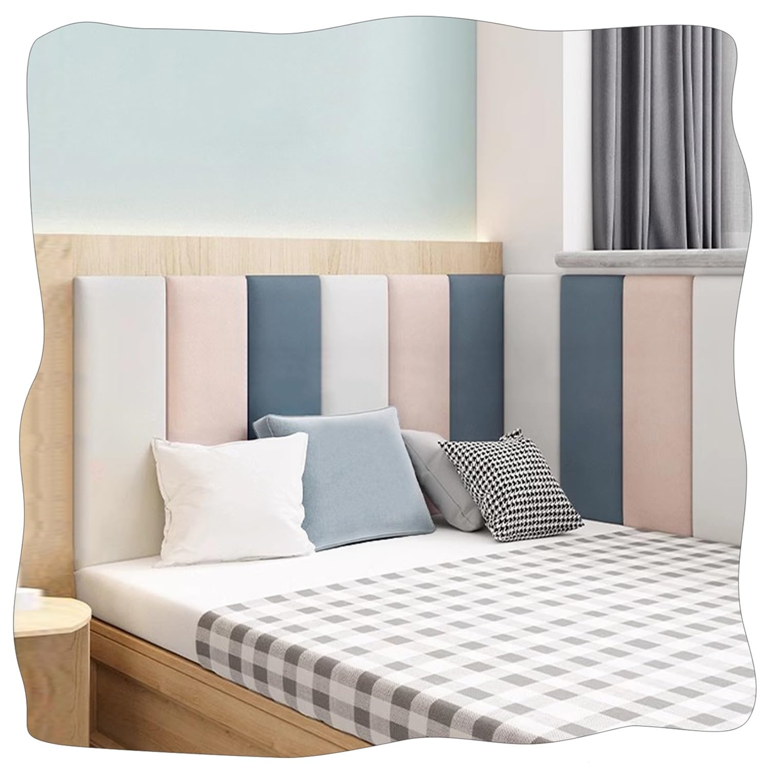 Tête De Lit Rembourrée, Tapis Mural 3D Anti-Collision, Auto-Adhésive Insonorisation Panneaux Muraux for Accueil Lits De Différentes Tailles Décoration