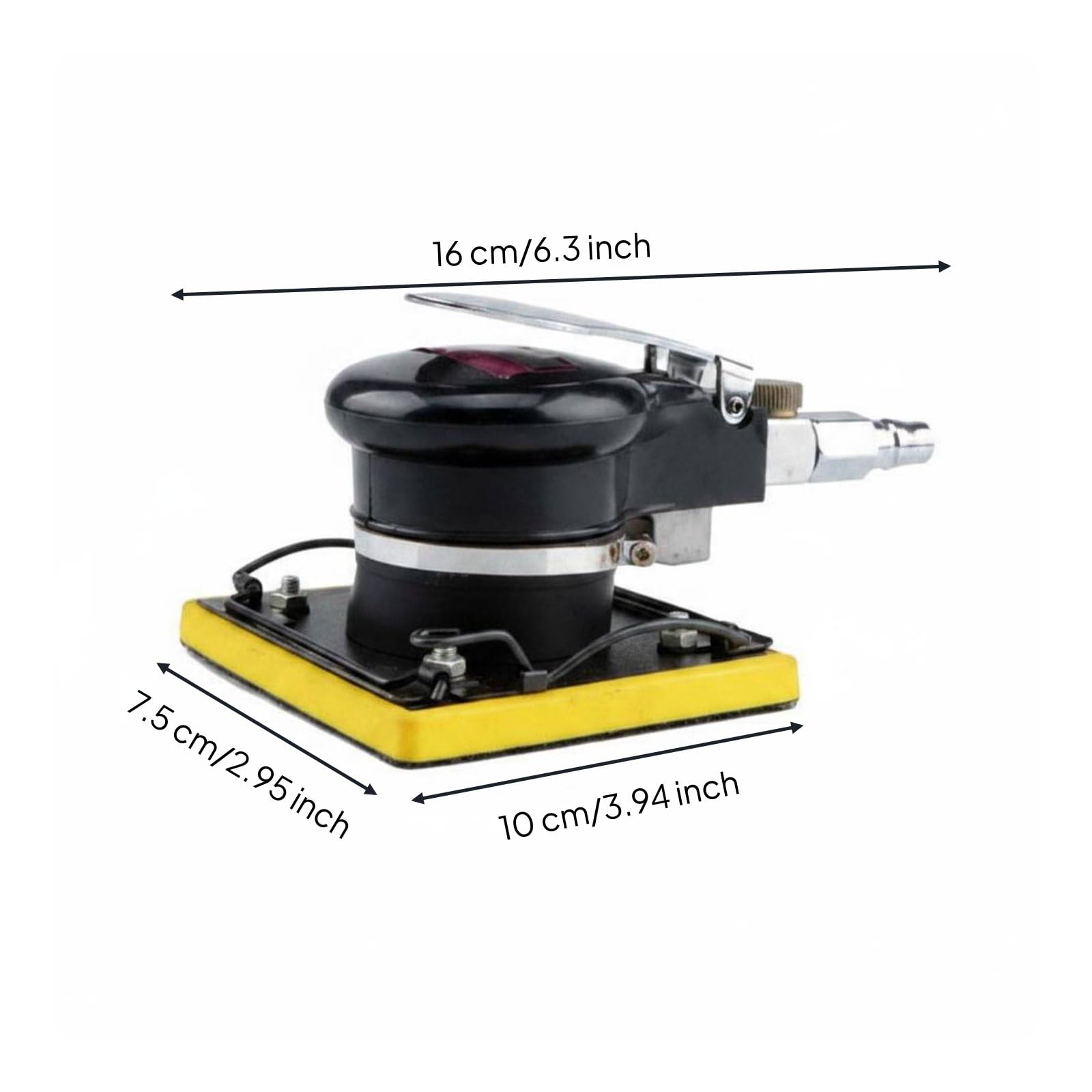 Lijadora Neumática Pulidora Amoladora Herramienta Soporte para Esquinas y Superficies con Control Preciso y 90 Psi , Cuadrado 110mm 100mm Con Base De Gancho Y Bucle