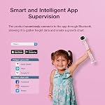 Outil de mesure de hauteur numérique intelligent pour les enfants avec application – Stadiomètre sans fil portable, capteur double ultrasonique, suivi de croissance, LED Affichage & Thermomètre de chambre, design d'astronaute mignon (Pink)