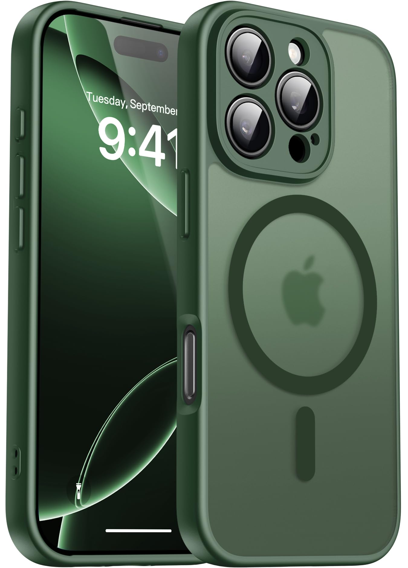Natiiozie Magnetisch Kompatibel mit iPhone 16 Pro Hülle Kompatibel mit MagSafe, Kameraschutz FallSchutz Handyhülle, Stoßfest Kratzfest Schutzhülle Transluzente Matt Rückseite Case