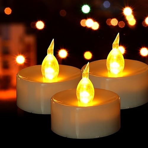 Miniatura 22 de Velas de té sin llama, paquete de 24 velas LED, realistas y brillantes, parpadeantes, de larga duración, 200 horas para festividades, fiestas