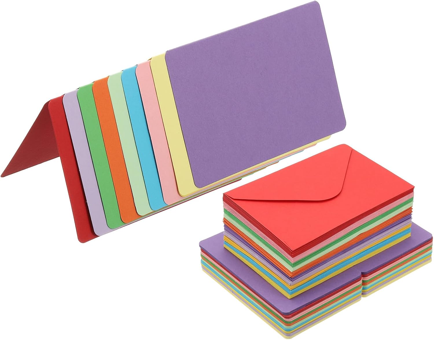 PATIKIL Blank Cards and Envelopes 4x6, 100 Set Half Fold Blank Note Cards and Envelopes Folded Cardstock Greeting Card for Invitations Wedding DIY Birthday, Multicolor