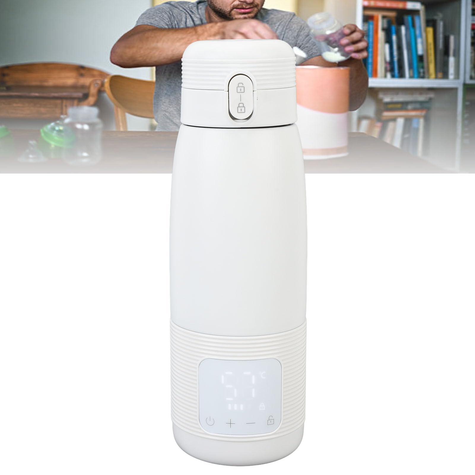 Calentador de biberones portátil inalámbrico, temperatura constante, recargable por USB, calentador de agua de viaje para leche materna (500 ml)