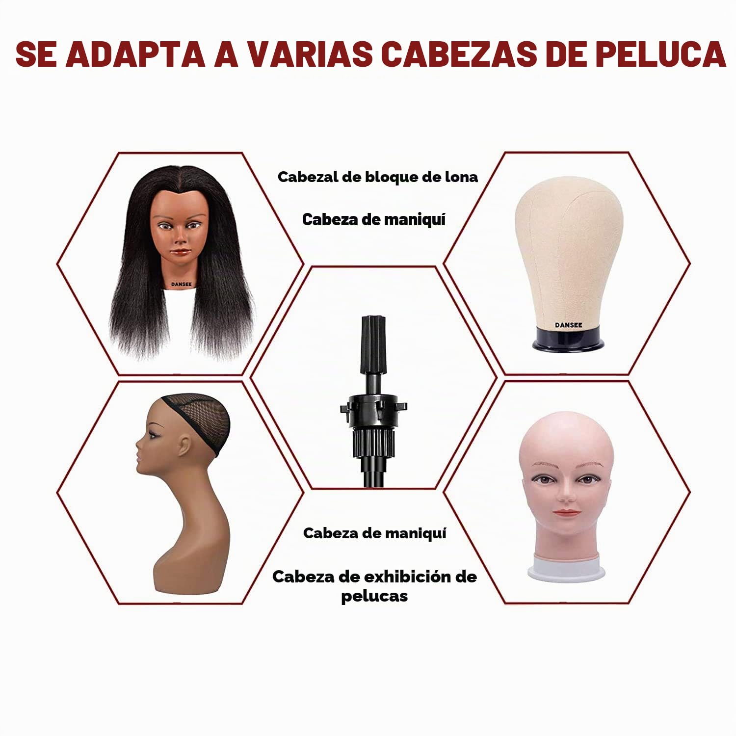 Tripode Cabeza Peluqueria, DanseeMeibr Plus Ajustable (24-64 Pulgada) Soporte de trípode antideslizante de Aluminio, Cabeza de trípode Soporte para cabeza Maniqui Peluqueria con Bolsa de Transporte