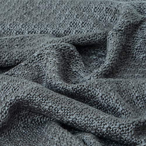 Image of NTBAY Rayon Derived from Bamboo Toddler Blanket, 30 x 40, Dark Grey | Breathable Cable Knit Blanket Made with Rayon Derived from Bamboo for Stroller, Travel, Tummy Time, and Supervised Use