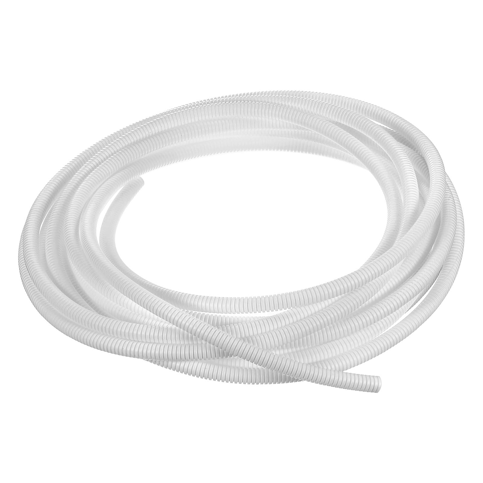 sourcing map 1/4 Inch x 16.5 Ft Split Wire Loom Tubing, Guard Convoluted Flex, Protective Split Cable Conduit, Flexible Wire Protector Tubing, Electrical Cord Cover, White