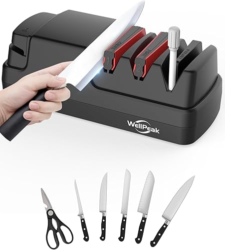 Miniatura 2 de Afilador eléctrico profesional de 4 etapas para chef comercial doméstico, abrasivo de diamante para cuchillos de chef de borde recto, varilla de
