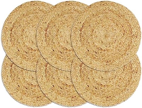 vidaXL Manteles Individuales Redondos 6 uds Yute Natural Liso 38 ...