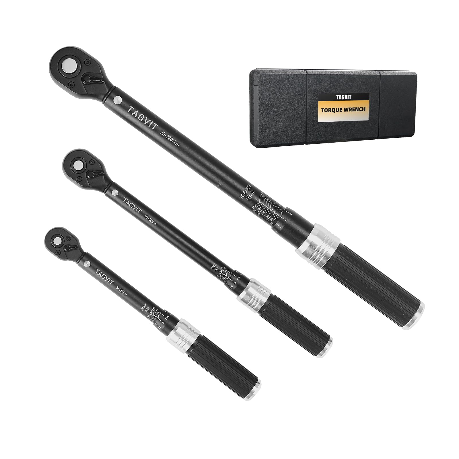 3-Piece Torque Wrench Set - 5-25NM, 10-60NM, 20-220NM High Accuracy Torque Tools for Automotive Repair, Workshop & DIY Heavy-Duty, Corrosion-Resistant Ideal for Mechanics, Hobbyists & Metalworki