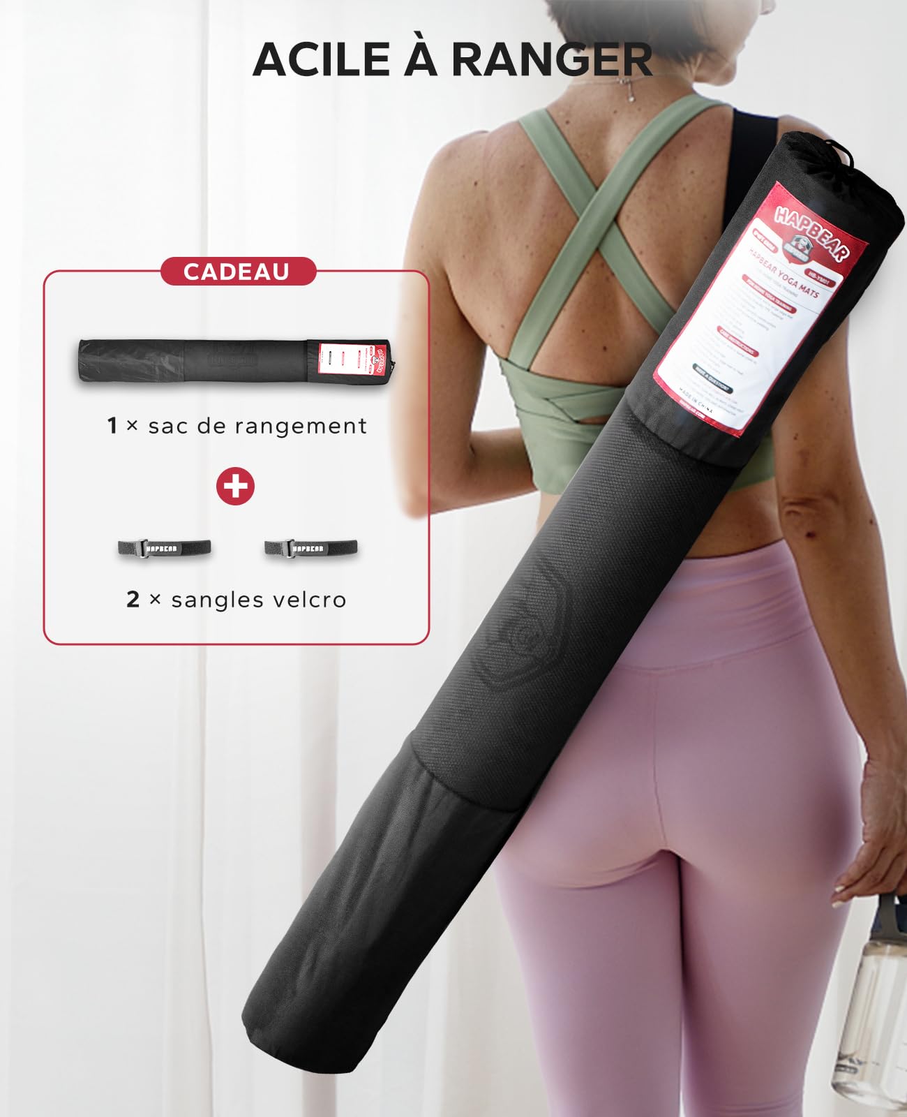 HAPBEAR Grand Tapis de Yoga -183x116/183x122/198x137x0.6cm, Antidérapant, Durable, Écologique, Tapis de Sport et Large pour l'Entraînement à Domicile, Yoga, Pilates, Stretching, Méditation
