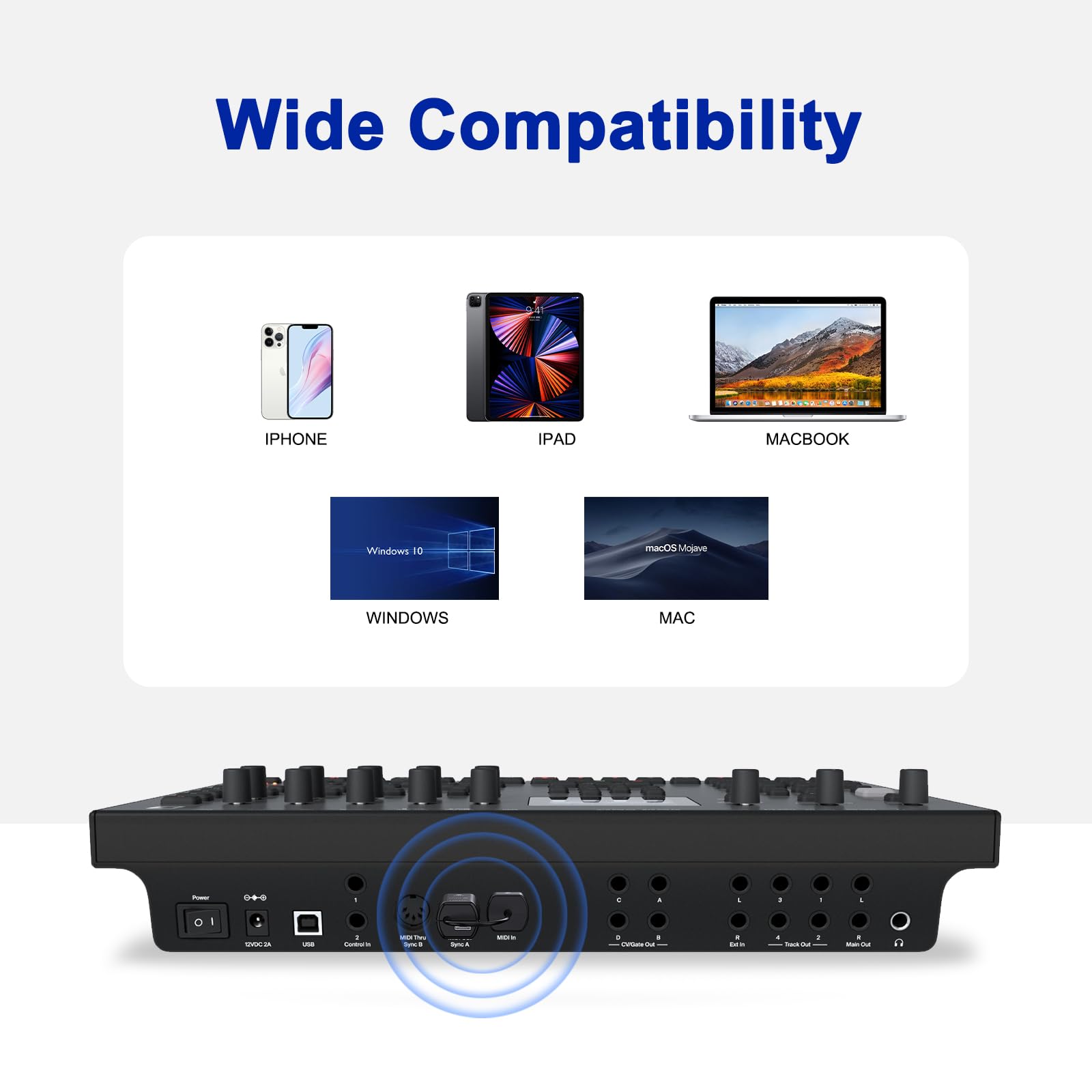 LEKATO Adaptador inalámbrico MIDI ultra baja latencia Bluetooth 5.0 MIDI DIN 5 con MIDI