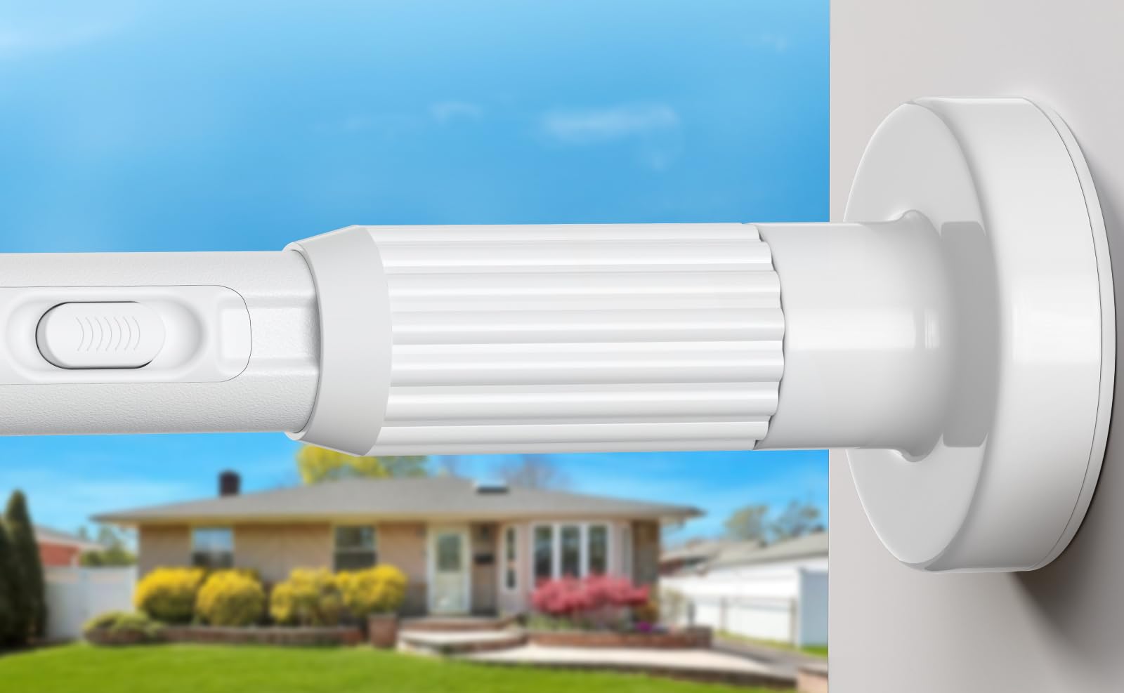 extra long tension rod 41-145inch heavy duty tension curtain rods no drilling outdoor curtain rod for patio,windows,shower,doorway,white spring rods diameter 1.26inch
