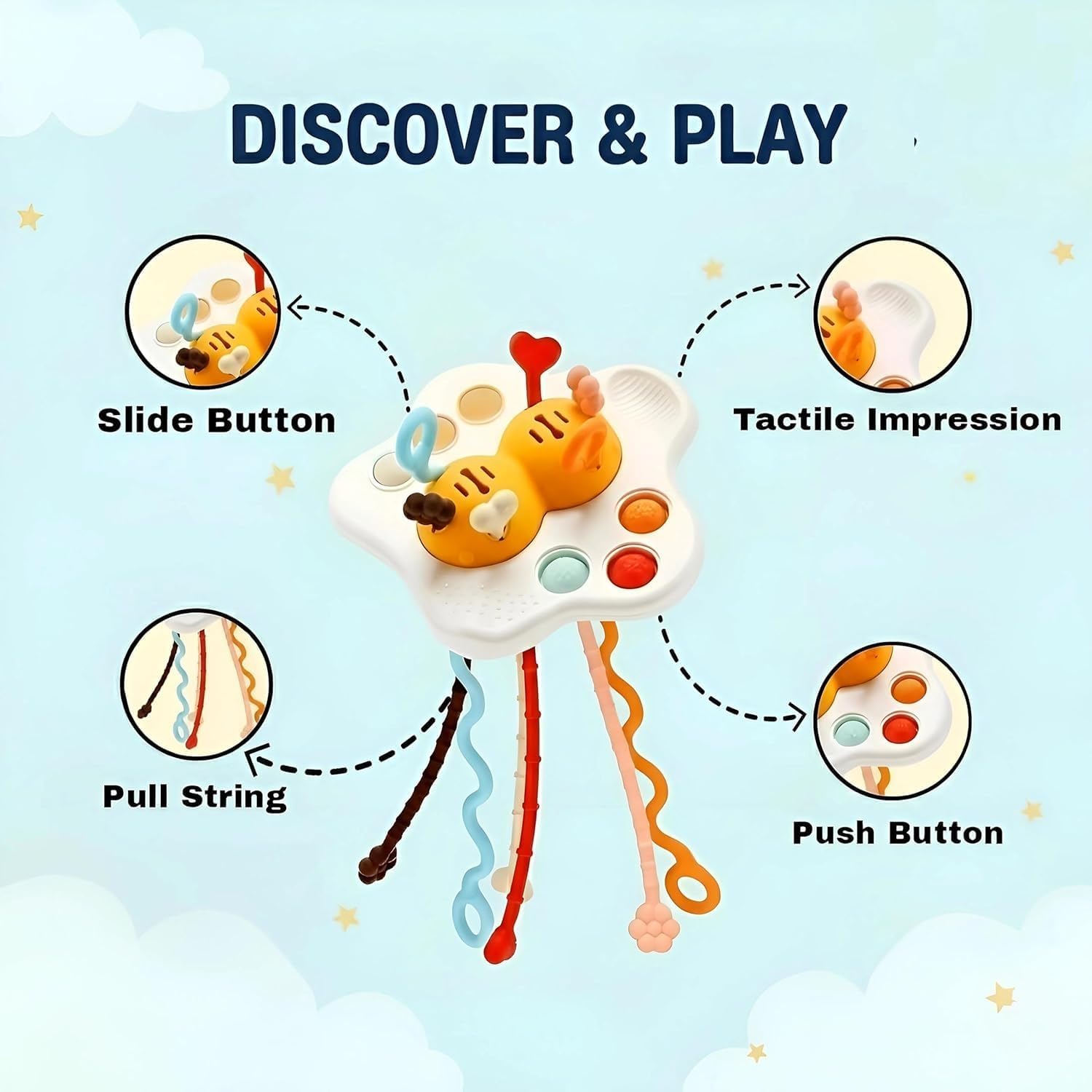 Brand Conquer Montessori Toys for 1 Year Old Boy, Toddler Fidget Sensory Airplane Travel Toys for Toddlers 1-3 - Toddler Stocking Stuffers One Year Old Boy Birthday Gift (Pull String Toy) 2