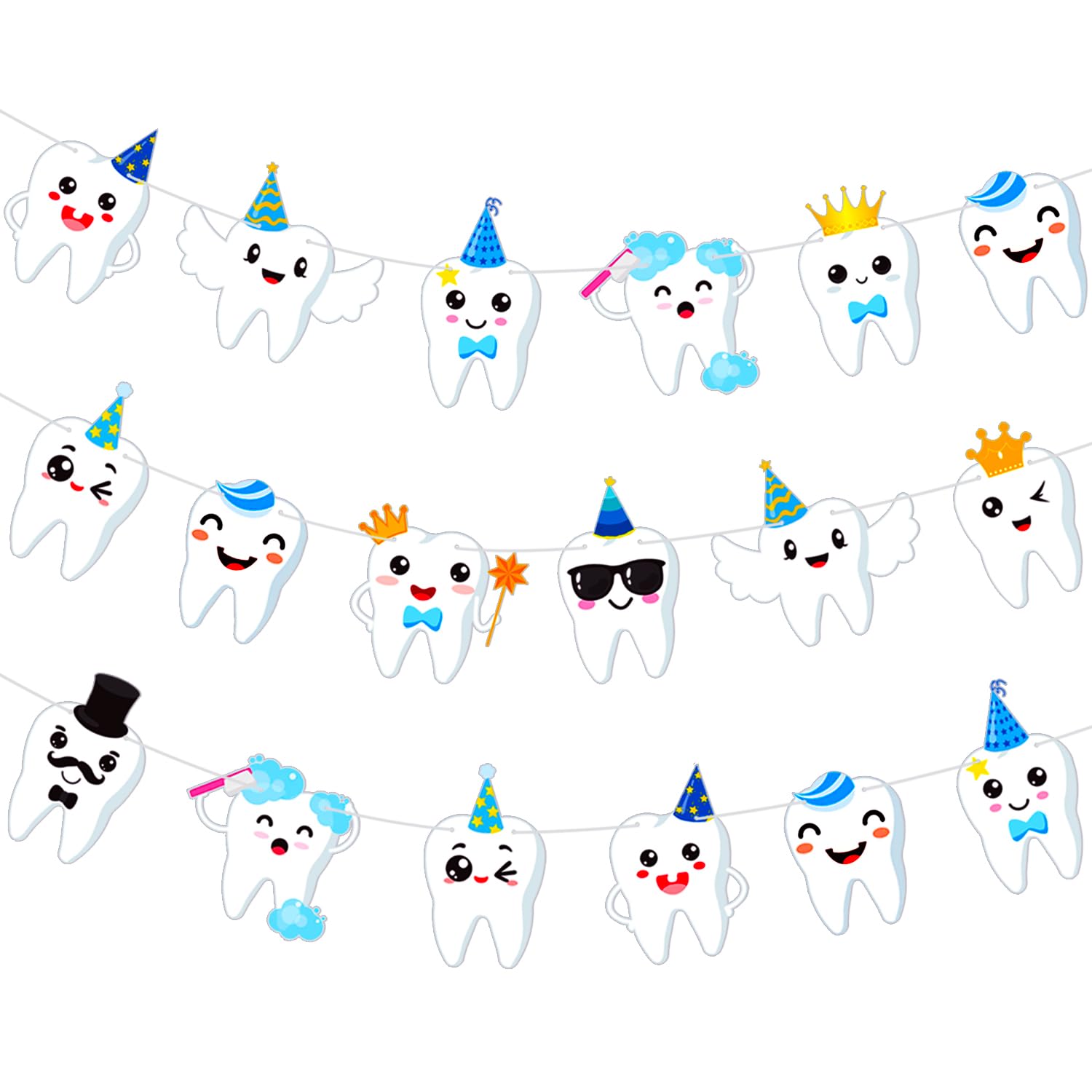 Tooth Party Banner Dental Birthday Party Banners Tooth Party Decorations 2Pcs Teeth Cutout Banners Tooth Banners for First Tooth Party Baby Shower Supplies
