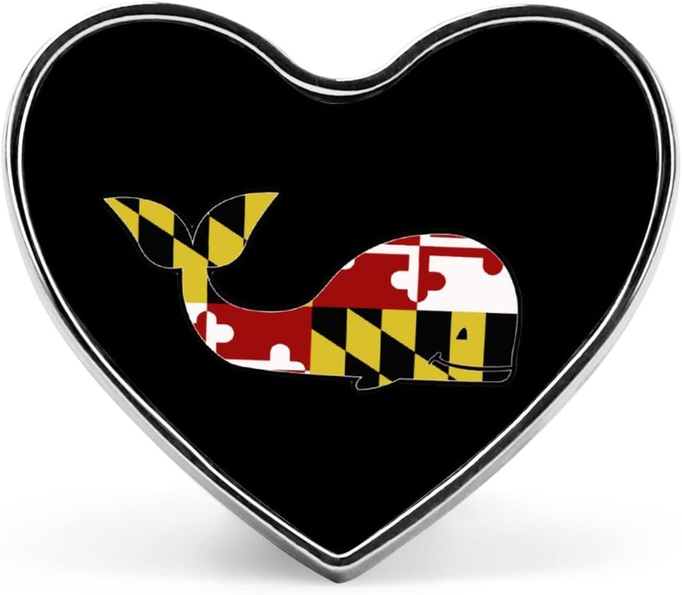 Maryland Flag Whale Printed Heart Badge Brooch Pins Cute Lapel Tie Pin Button Decoration For Men Women