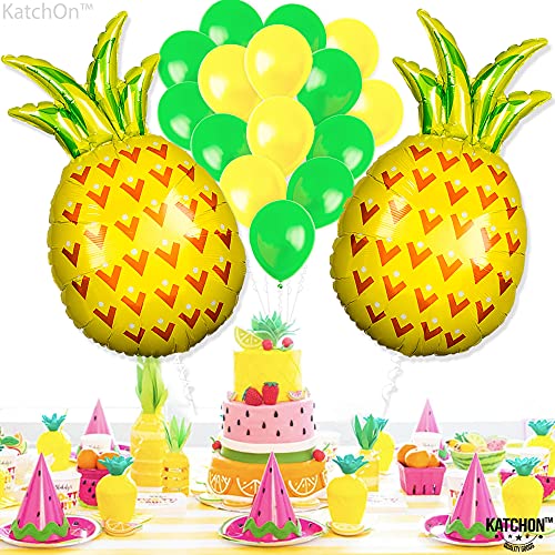 20 Pieces, Pineapple Balloons Set - Pineapple Party Decorations | Pineapple Mylar Balloon | Pineapple Birthday Party Supplies | Fruit Balloons Garland | Pineapple Balloon For Luau Party Decorations #TOP2
