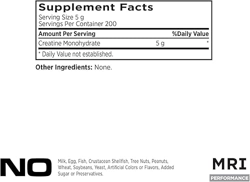 Miniatura 2 de MRI Performance - Monohidrato de creatina en polvo 0.18 oz, suplemento de creatina micronizada 100% pura, crecimiento muscular y recuperación,