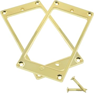 2Pcs Flat Humbucker Pickup Rings, Gold Humbucker Mounting Plate Electric Guitar Humbucker Ring Replacement
