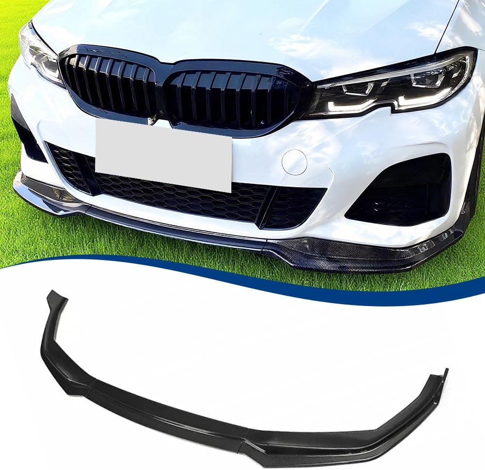 Front Lip Compatible with 3-Series Sedan M-Sport Package (Carbon Fiber Pattern, 2019-2022 G20) Carbon Fiber Pattern 2019-2022 G20