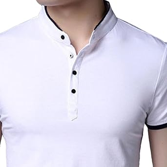 Men's Stand Collar Business Summer T-Shirts Short Sleeve Slim Fit Polo Tees Comfort Casual Solid Outdoor T-Shirt